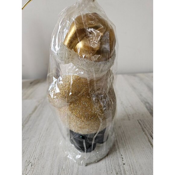 Pottery Barn beaded Santa candle unique large gold decor Xmas - Picture 3 of 9